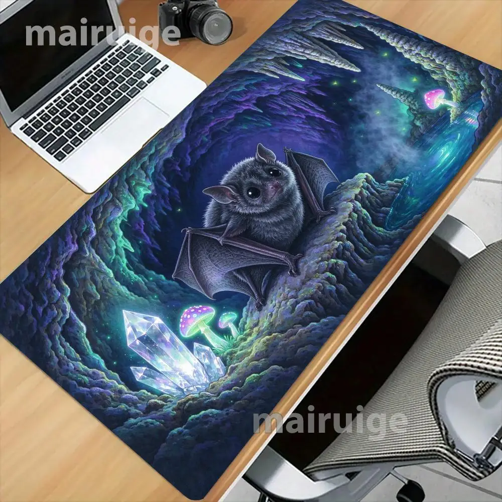Glowing Crystal Cave Shadow Bat Play Mat Precision Tracking Thick Rubber Soft Cloth Surface For Dark Fantasy Esports Office