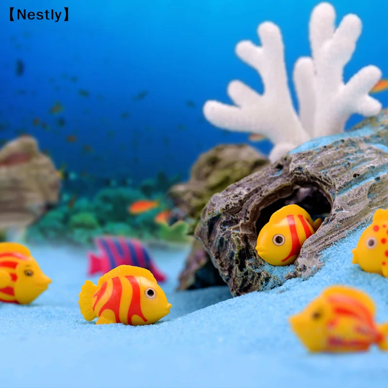 10PCS Cartoon Fish DIY Micro Landscape Aquarium Decoration Fish Tank Waterscape Creative  Fish Plastic Ornament Crafts〔Nest〕