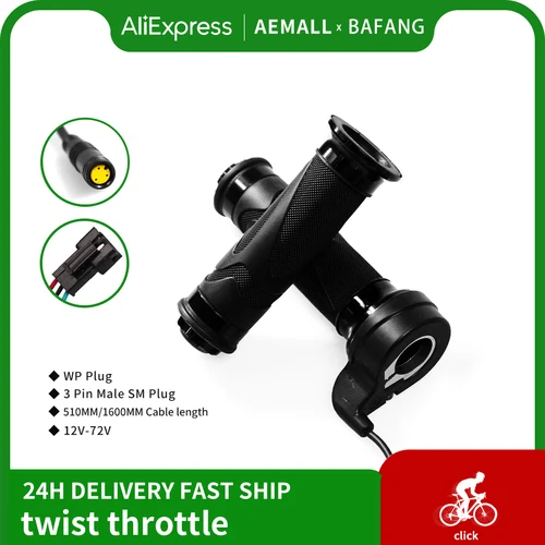 Bafang-Cable de acelerador giratorio para bicicleta eléctrica, mango de Control de velocidad del Motor, 24V/36V/48V/60V/72V, accesorios eléctricos para bicicleta