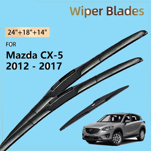 Juego de 3 escobas de limpiaparabrisas delanteras y traseras para Mazda CX 5 CX-5 CX5 KE 2012 2013 2014 2015 2016 2017 accesorios cepillos de parabrisas 24 ""+ 18"" + 14""