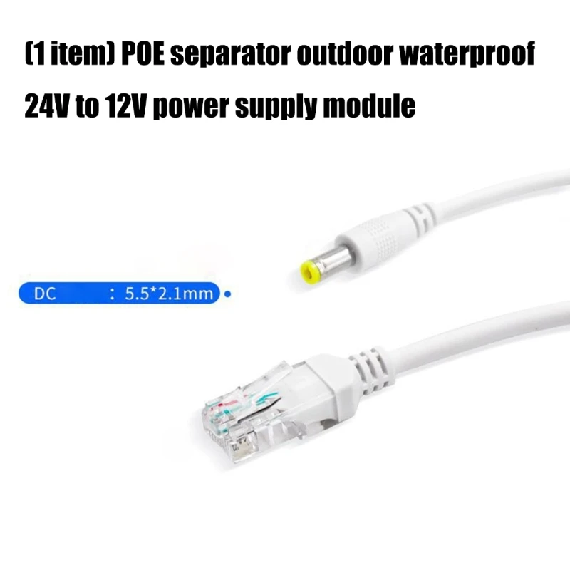  POE Splitter 24V to 12V Waterproof Outdoor Power Supply Module DC15-24V to DC12 for Security Cameras Networking Devices