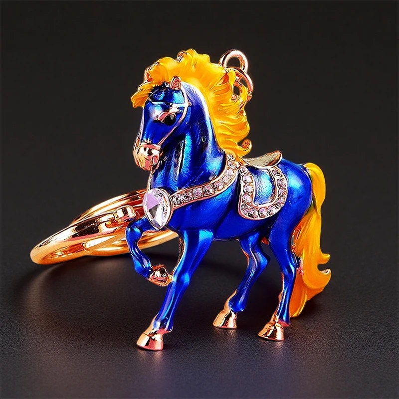 Strass Pony Auto Schlüsselanhänger Taschenanhänger Metall Schlüsselanhänger Jahr des Pferdes