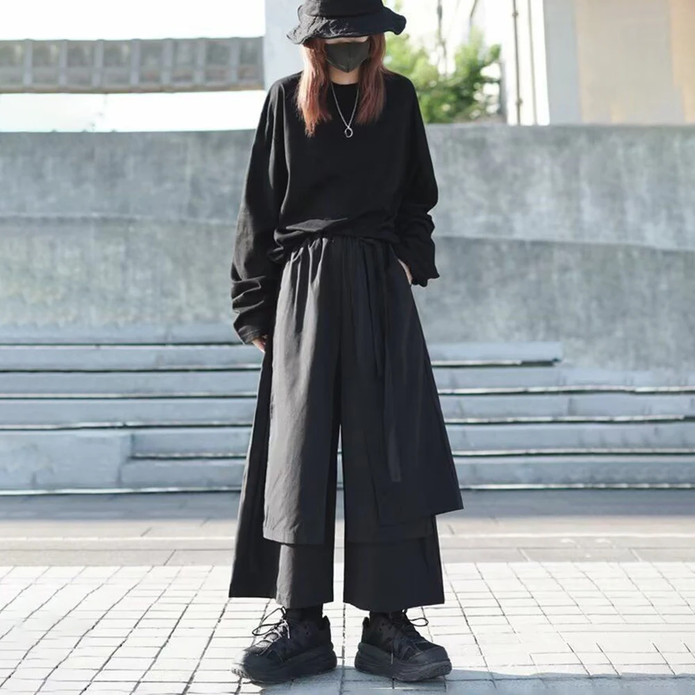 

Y2k Layered Dark Casual Designer Skirt Pants, Summer Genderless Streetwear Fashion Youth Gothic Samurai Pants Unisex 2026 New