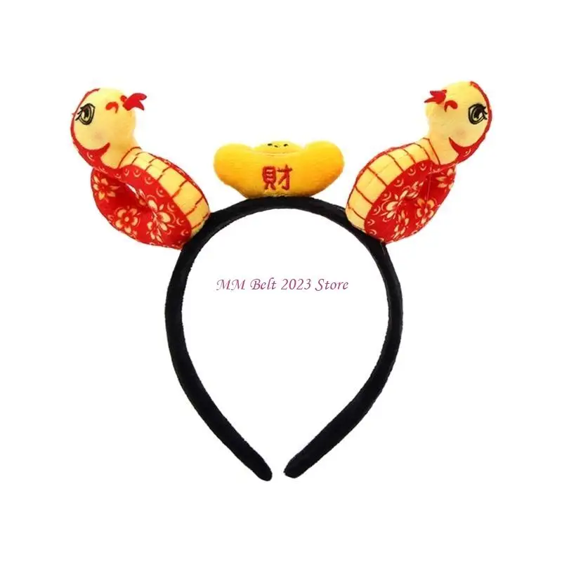 

49ME Stylish Snake Headpiece for New Year Party Proms 2025 Hairbands Fun Headwear Halloween Cartoon Doll New Year Headwear