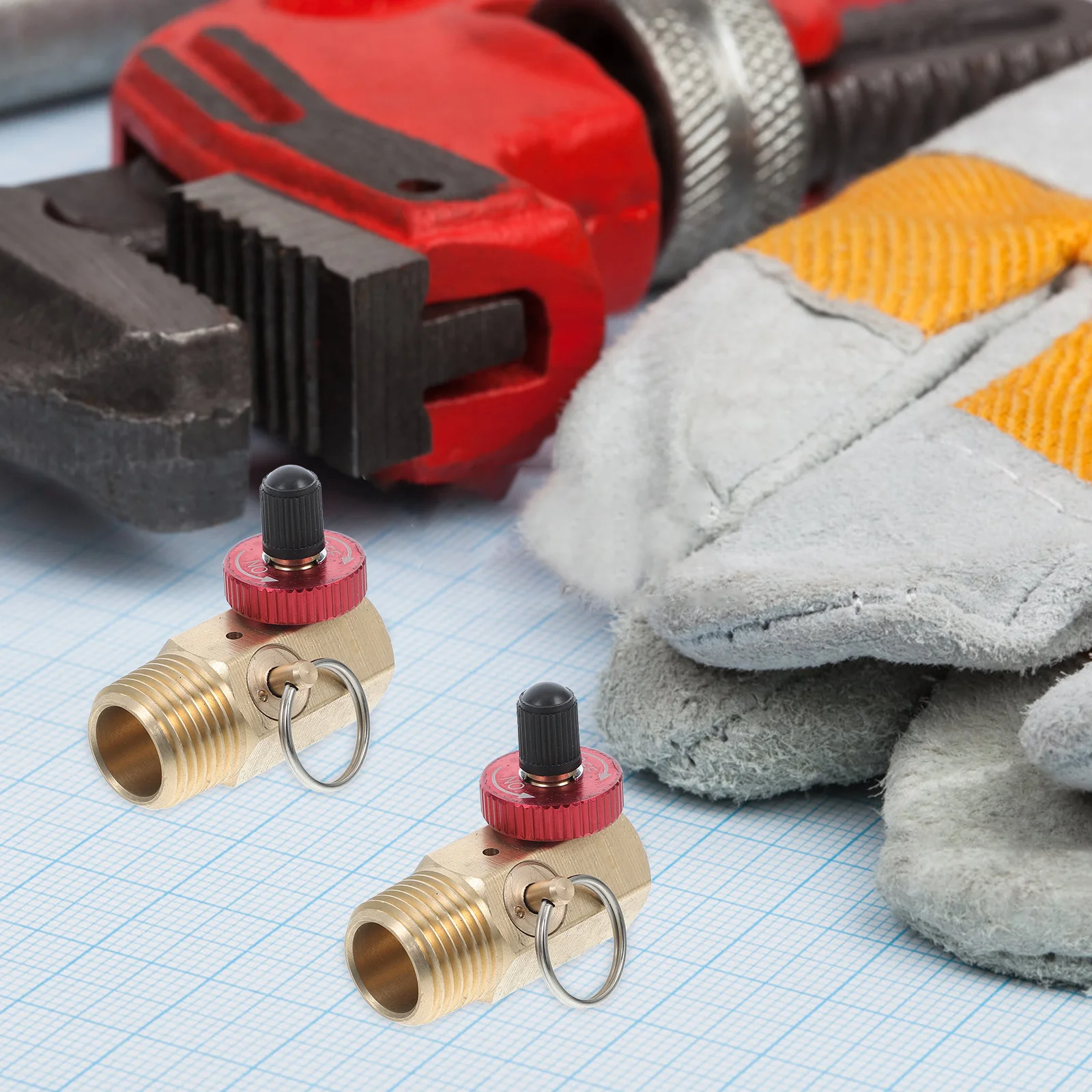 

2Pcs Brass Combination Valve Portable Air Tank Manifold Fill Port Safety Relief Bypass Pressure Valve Air Compressor Accessories