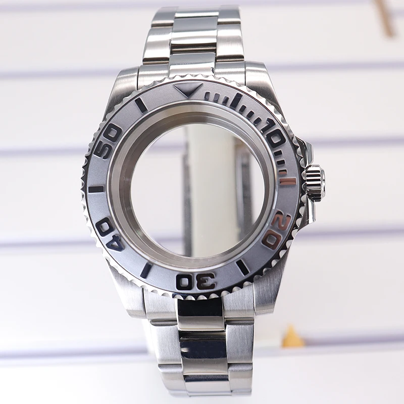 40mm Silbernes Uhrengehäuse Stahlarmband-Set Saphirglas für NH35 NH36 NH34 NH38 Eta 2824 Miyota 8215 Uhrwerk YACHT-MASTER Gehäuse – Detail 6