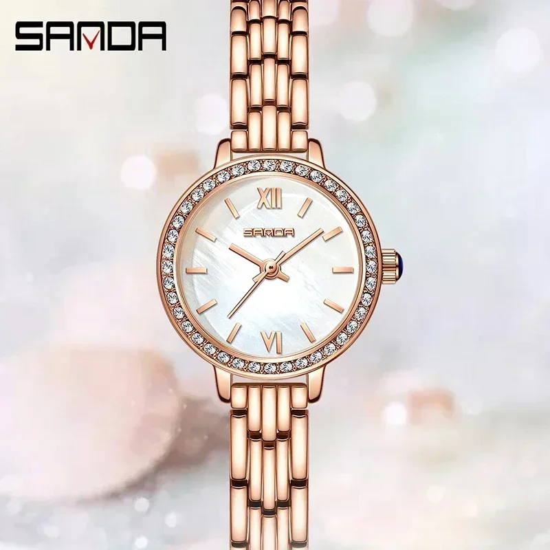 2024 Fashion Sanda Top Brand 1095 New Luxury Waterproof Steel & Leather Bracelet Design Ladies Elegant Women's Watch Reloj Mujer