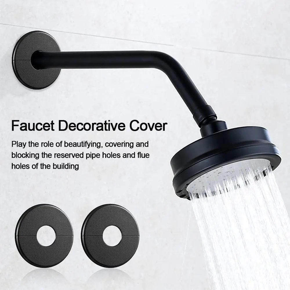 Useful ABS Shower Faucet Cover Black White Faucet Decorative Cover Round Pipe Wall Covers Kitchen