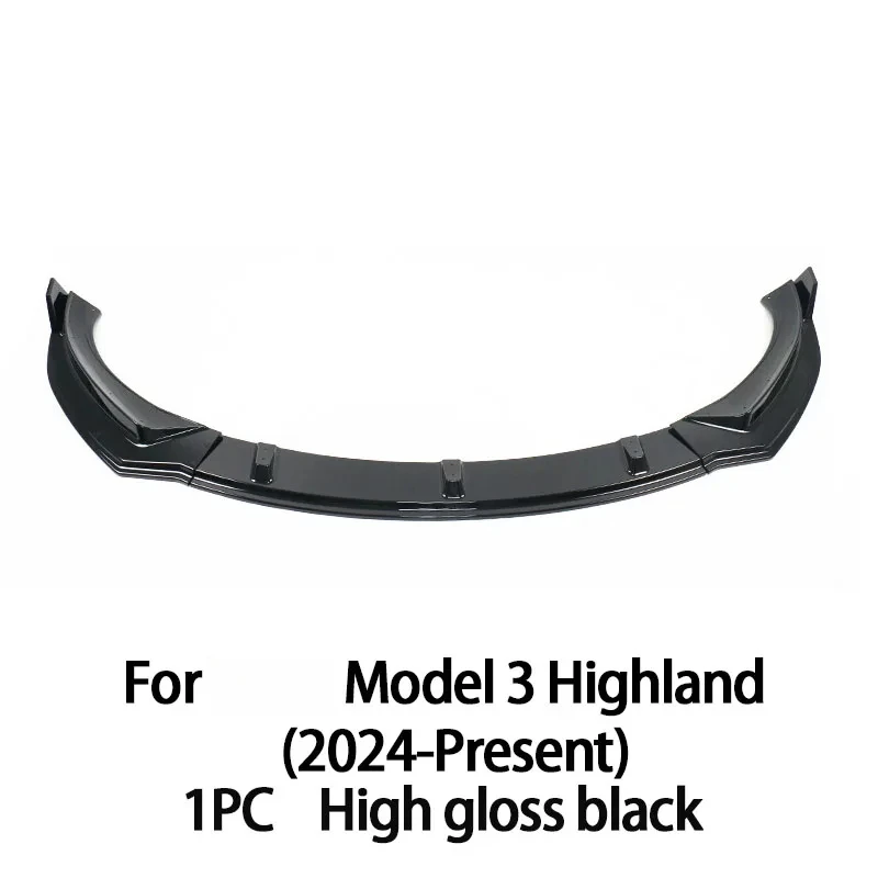 Modified Tuning Black Front Bumper Lip Chin Diffuser Spoiler Deflector Body Kit Fit Model 3 Highland 2024 2025 Exterior