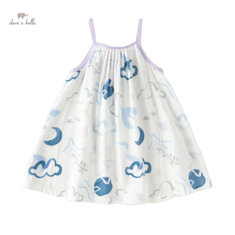 MACGirl-Robe de princesse pour enfants, robe en fibre pour bébé, joli imprimé doux, bord de mer, plage, été, nouveau, 2024, DB2241213