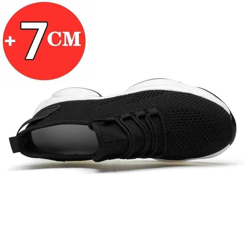 Summer Breathable Sneakers Men Elevator Shoes Height Increase  For Men Casual Insole 7cm Sport Shoes Man Shoes Taller