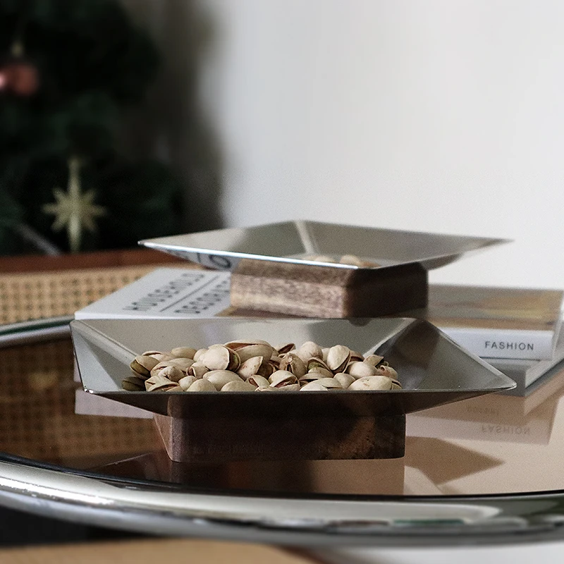 

Epeiushome Nordic Ins Style Square Metal Acacia Wooden Tray Desktop Storage Box Home Accessories Ornaments