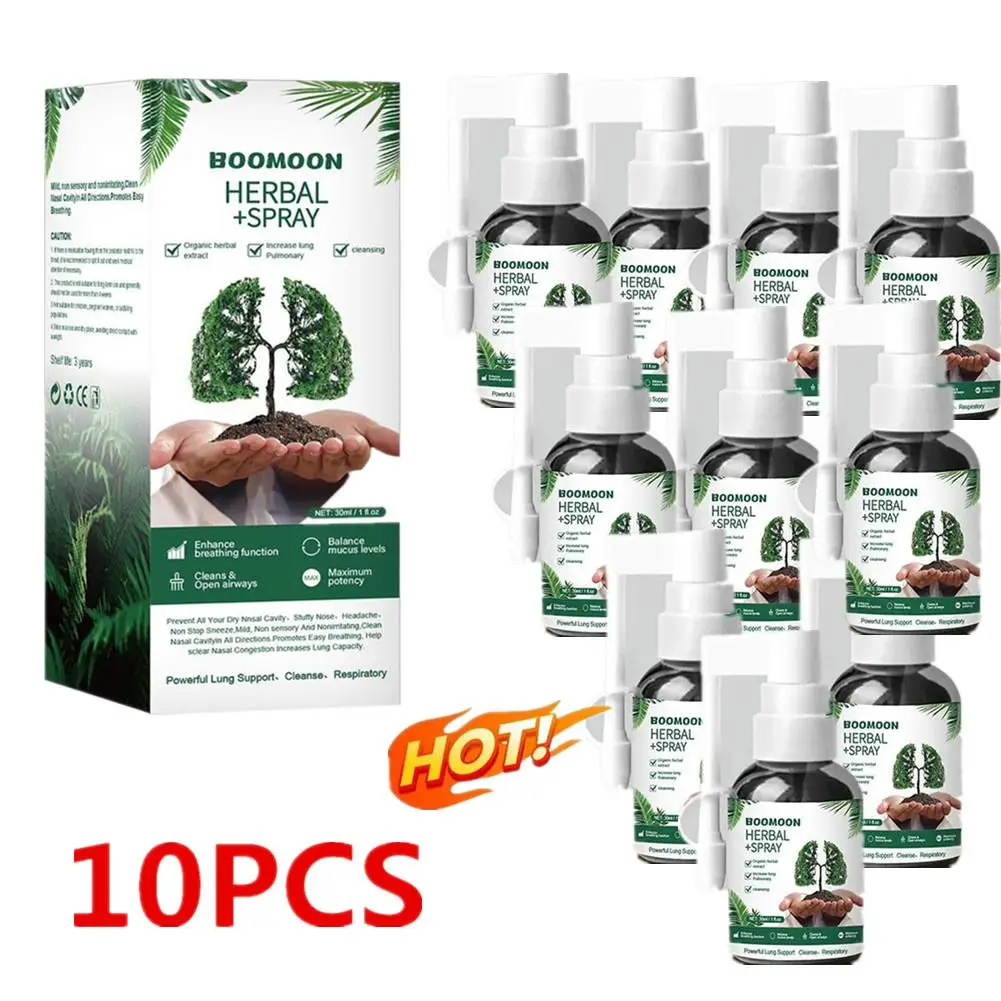 

10PCS Herbal Lung Cleanse Spray Mist-Powerful Lung Support Clean Inflammation Relieve Spray Herbal Sore Quit Smoking 30ml Throat