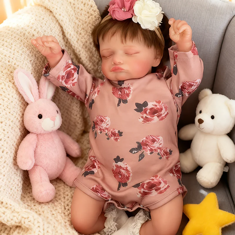 ตุ๊กตา NPK19'' งานแฮนด์เมด ผิว 3 มิติ พร้อมเส้นเลือดที่มองเห็นได้ ตุ๊กตาเด็กแรกเกิดโรซาลี ตุ๊กตาทารกหลับตา วาดด้วยมือ เหมือนจริง