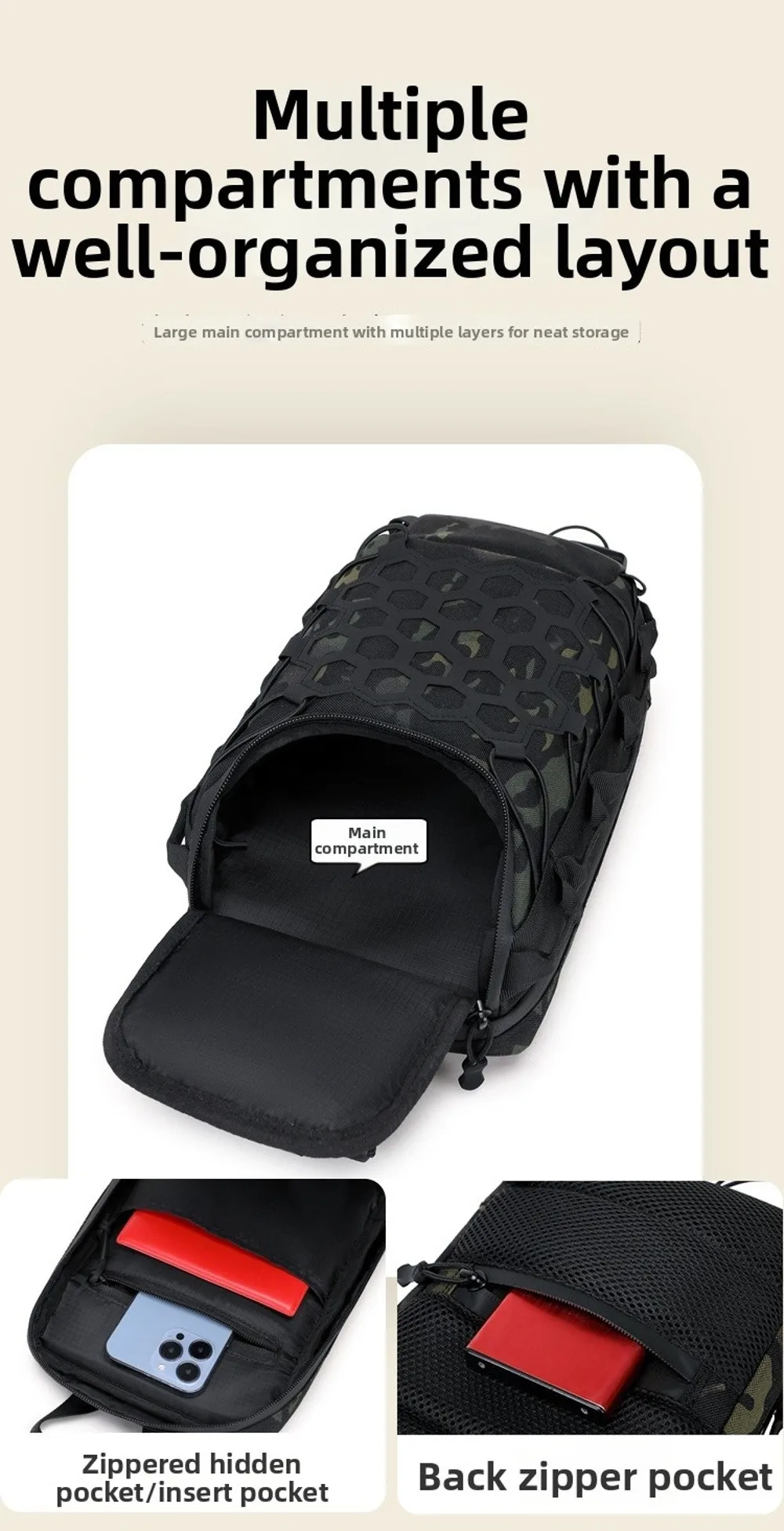 New Black Crossbody Chest Pack Durable Waterproof Sling Shoulder Backpack Large Capacity Crossbody Bag Hiking