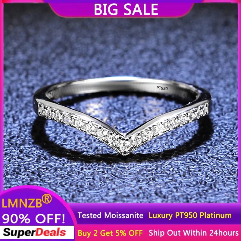 Real Moissanite Ring 100% PT950 Platinum V Shape Moissanite Diamond Gemstone Personality Wedding Ring Fine Jewelry Wholesale