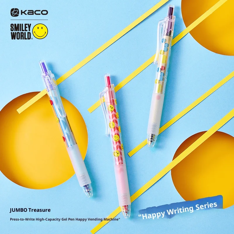 KACO JUMBO Colored Gel Pen Set SMILEYWORLD 1800M Dual Ball ST Tip Smooth Writing Quick-Dry Ink Pens School Exam Office Supplies