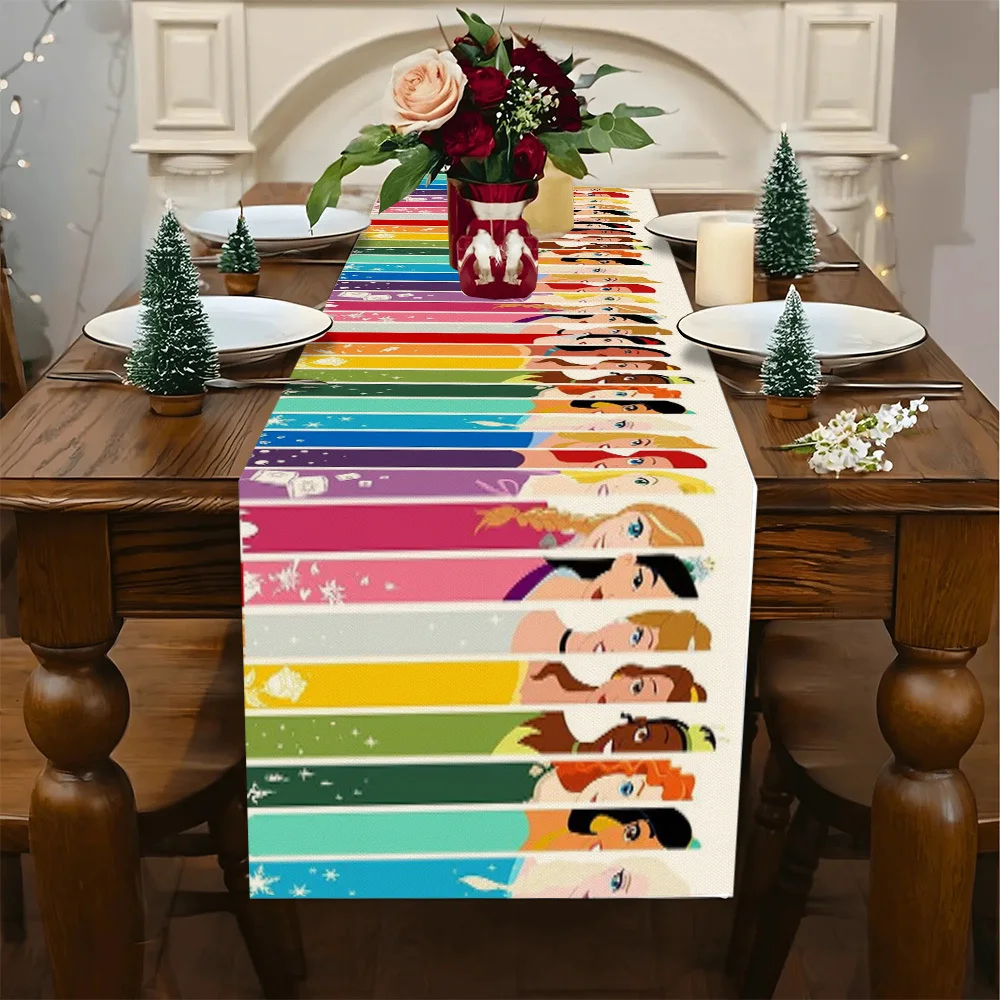 

1 Piece of Disney Princess Pattern Square Tablecloth, Washable Table Runner, Suitable for Dining Tables, Family Gatherings, Home Decoration, Birthday Party Decoration