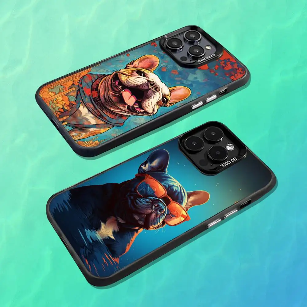 

French Bulldog Dog Phone Case For iPhone 16,15,14,13,12,11,Mini,Pro,MAX Black Matte Shockproof Cover