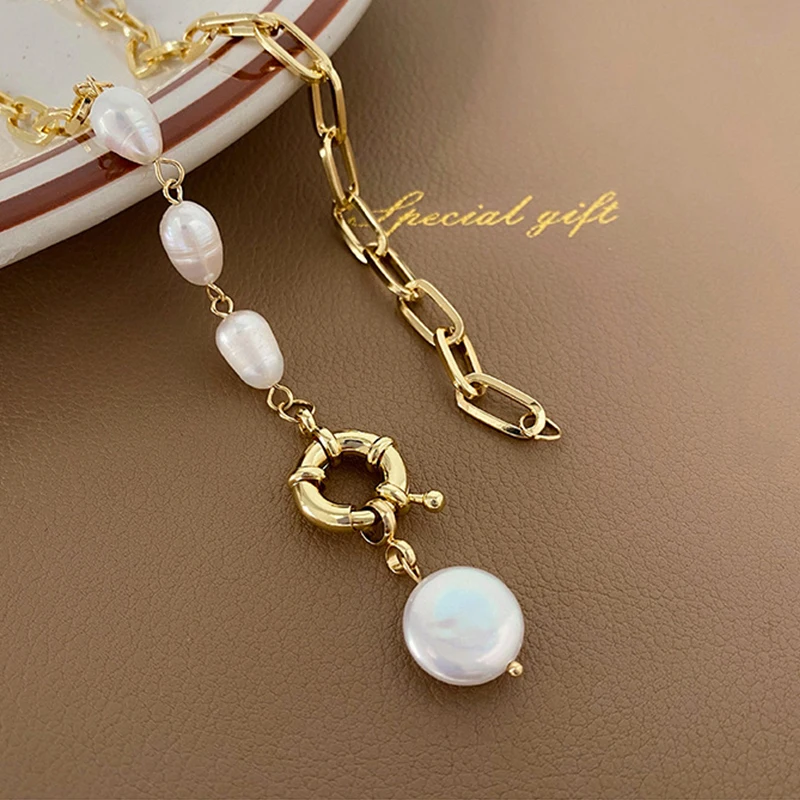 Fashion Baroque Natural Freshwater Pearl Necklace 2022 Korean Elegant Pearl Pendant Necklaces for Women Choker Party Jewelry