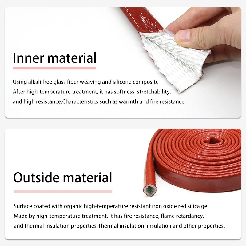 High Temperature Resistant Fiberglass Tube Silicone Resin Coated Glass Fiber Braided Fireproof Sleeve Fire Retardant Casing Pipe