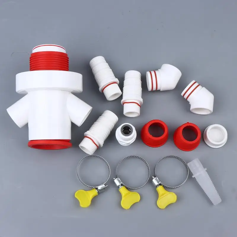 Washing Machine Drain A Three-Way Drain Distributor, A Dryer, A Drainage Pipe, A Three-Way Anti-Backflow Check Valve Connection