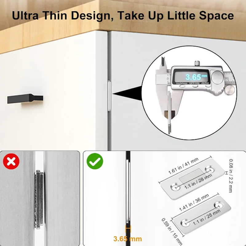 5 Sets Cabinet Magnetic Catch Ultra Thin Door Catch with Screws Magnet Latch Magnetic Closures Door Closure Kitchen Closer