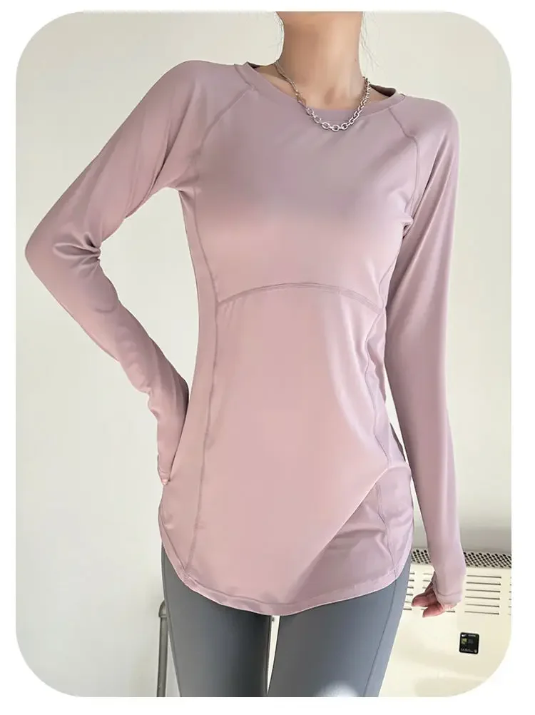 

Sport Women Solid Casual Sun Protection Shirt Pullover Long Sleeve Slim Tees Top Gentle Sexy Blouse Yoga Soft Breathable