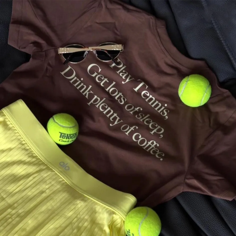 

Американский винтажный стиль, теннисный кофейный клуб, женские футболки с буквенным принтом, летние хлопковые топы с короткими рукавами, повседневные футболки с круглым вырезом