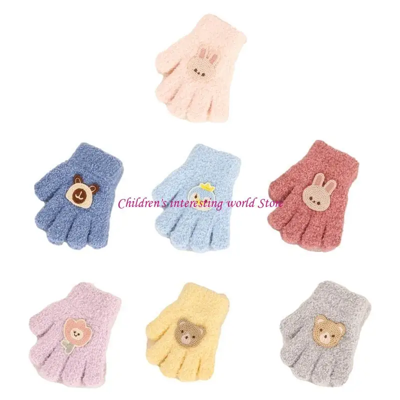 

Children Gloves Warm Knit Mittens Full Finger Gloves for Winter Outdoor Sports 425F