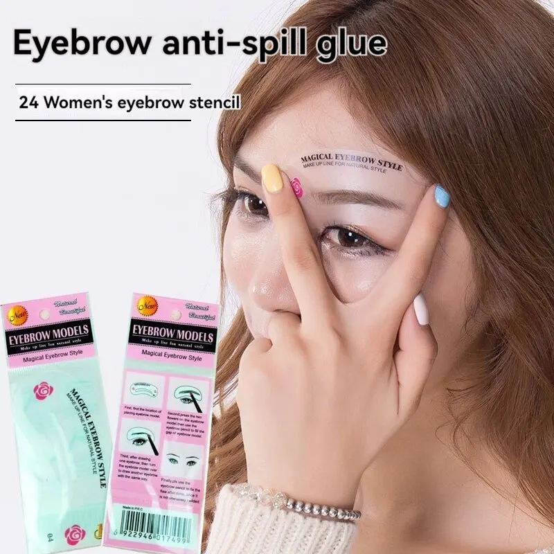 Eyebrow Stencil 24 Models Suit One-word Eyebrow Anti-spill Glue Beauty Eyebrow Shaping Tools Thrush Gadget