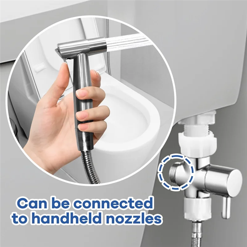 محول A74E-T مع صمام إغلاق، صمام T معدني لـ Bidet- موصل تي في مرفق أحجام 7/8 بوصة × 7/8 بوصة × 1/2 بوصة أو 3/8 بوصة #6