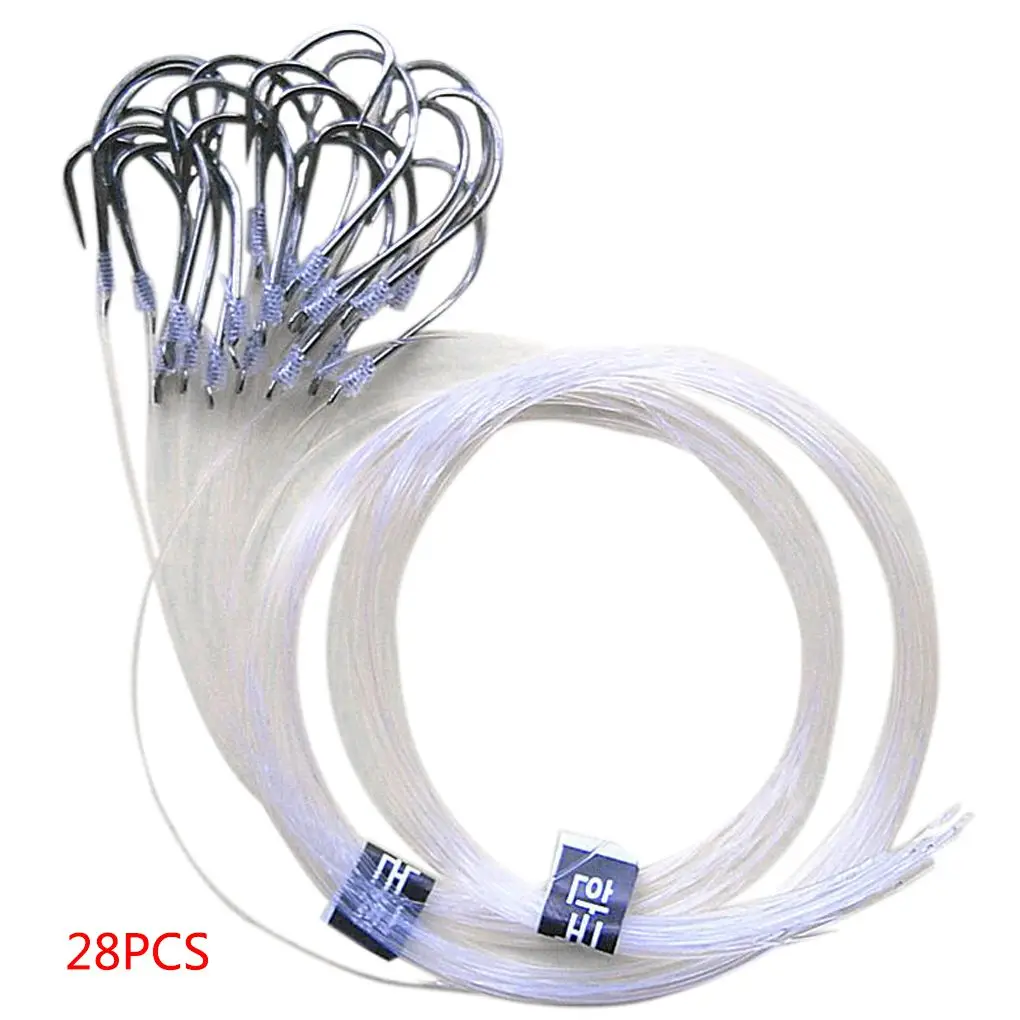 20 28pcs Jig Head Fish Hooks Line Tied Bait Carbon Steel Fishing Hook Accessaries