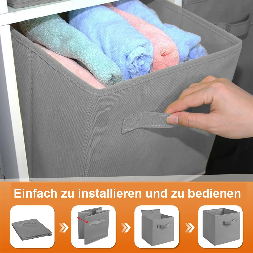 4er/8er-Set faltbare Aufbewahrungsboxen aus Stoff – Kleiderschrank-Organizer für Kleidung, Unterwäsche, Socken, Spielzeug, Kosmetik und Kleinkram – Detail 2