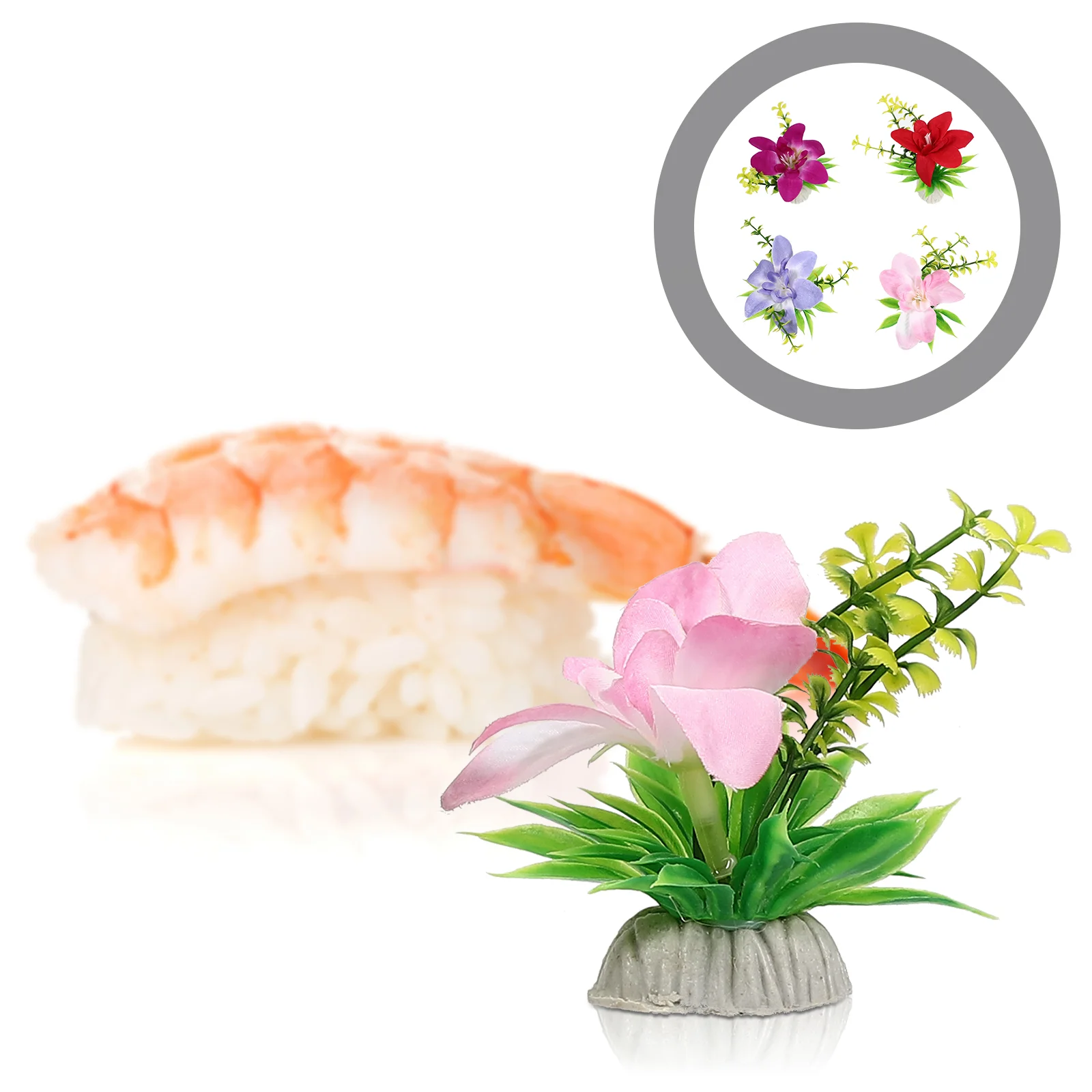 4 Pcs Sushi Decoration Flower Plate Decorative Ornament Plants Adornments Artificial Decors Flowers Fake Hotel Supplies Sashimi