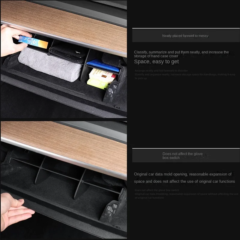 Car Glove Box Organizer Compatible with 2016-2021 Tesla Model 3 Model Y Glove Compartment Organizer Center Console Storage Tray