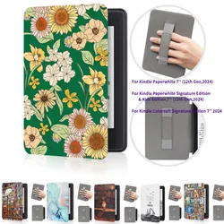 For Kindle Paperwhite 12th Generation Case 2024 Signature Edition Colorsoft 7 Inch Case with Hand Strap SA568B Auto Sleep Cover