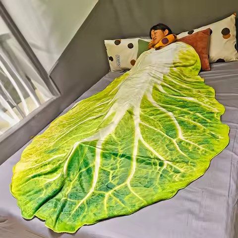 Food Lettuce Blanket Double-Sided Flannel Creative Appearance Home Sofa Cabbage Blanket Super Soft Funny Throw Blanket
