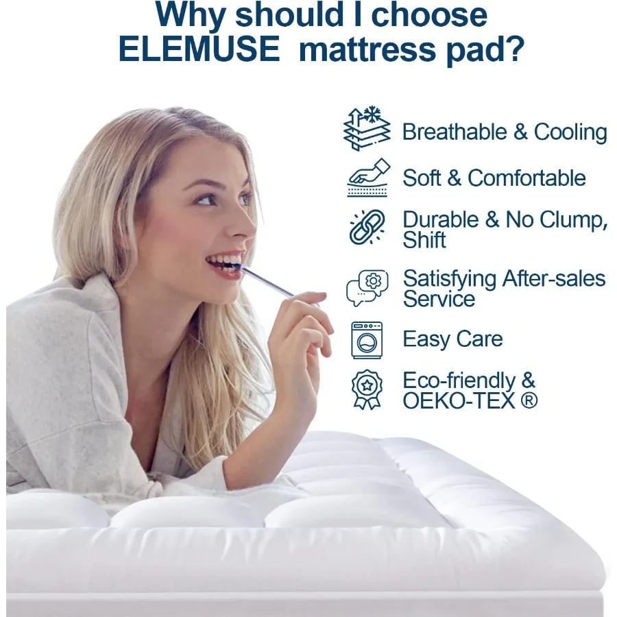 وسادة مرتبة كاليفورنيا كينج لراحة ممتازة وتبريد وسادة قطيفة بتصميم علوي مع ملء بديل فائق النعومة