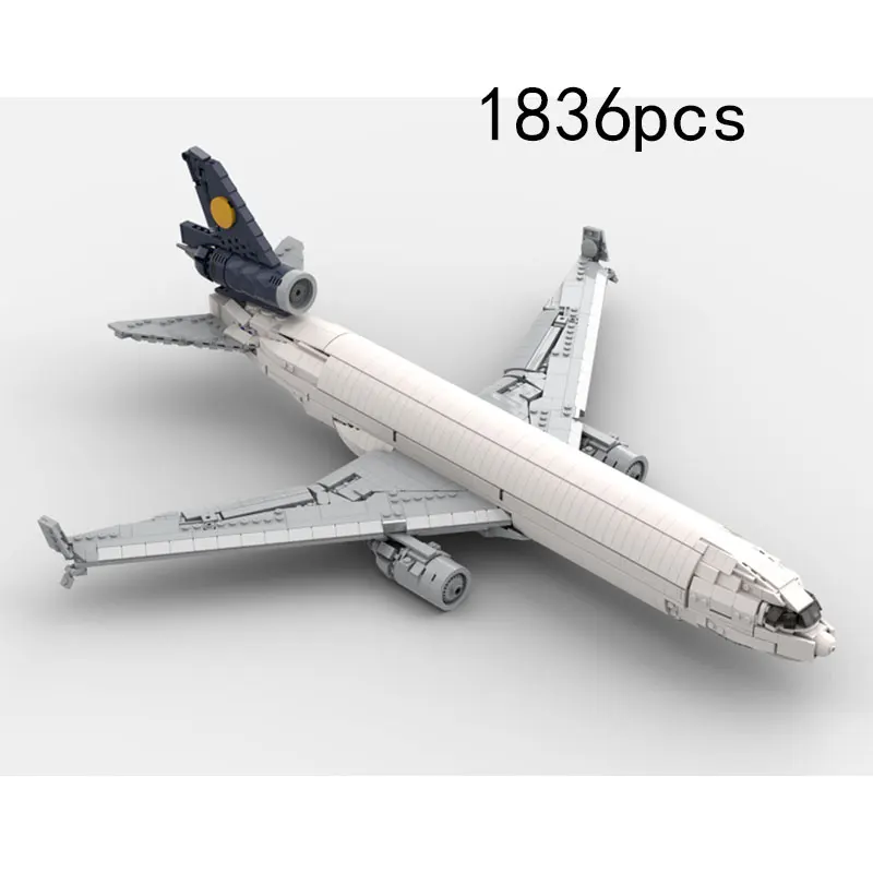 MOC1836pcs Three-engine civil airliner airplane aviation hobby small particle assembly building block model toy