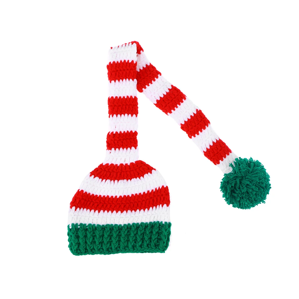 

Christmas Hat For Newborn Baby Handmade Crochet Long Tail Knit 0-10 Months Photography Prop Infant Elastic Breathable Wear