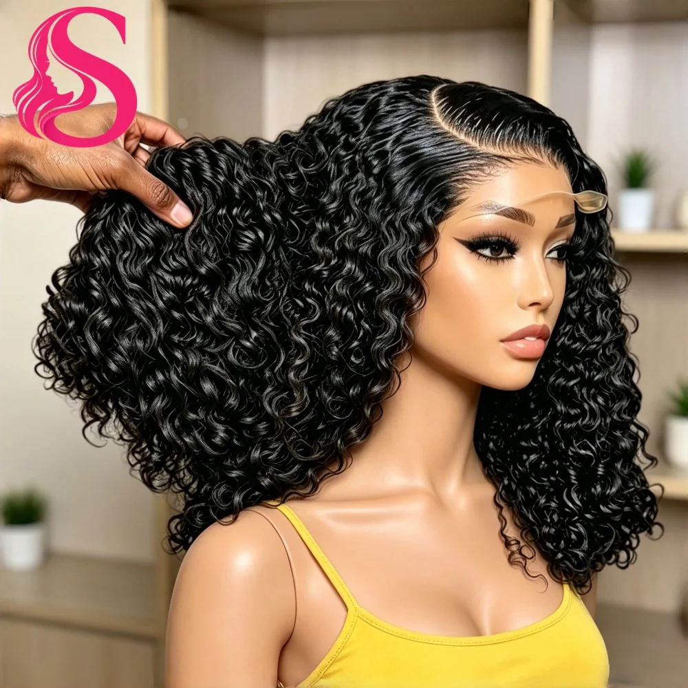 Smilegirl Curly Deep Wave Bob Wigs Human Hair 5x5 Glueless Short Water Curly Bob Wigs 13x4 HD Lace Frontal Human Hair Bob Wigs For Black Women