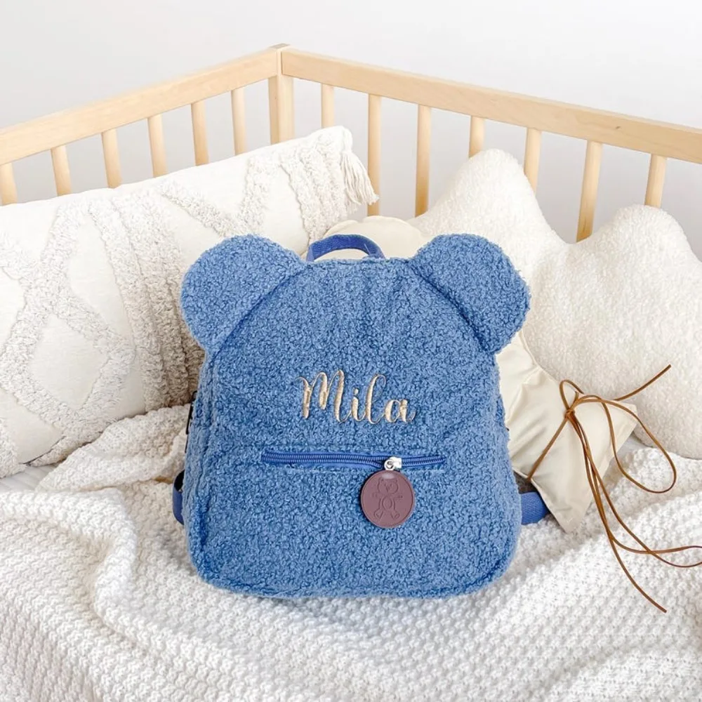 Personalized Name Teddy Bear Backpack Embroidered Text Teddy Bear Backpack for Kids Plush Schoolbag Cute Bear Bag Child Gifts
