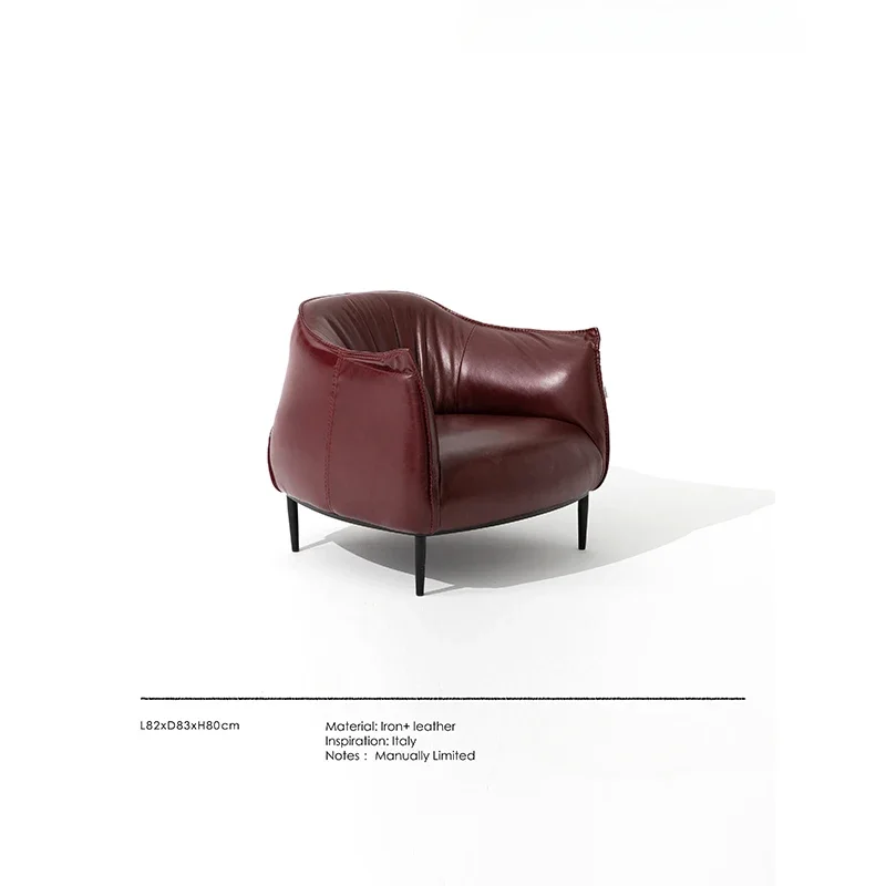 

Cowhide sofa vintage ebony burgundy single sofa medieval wave chair