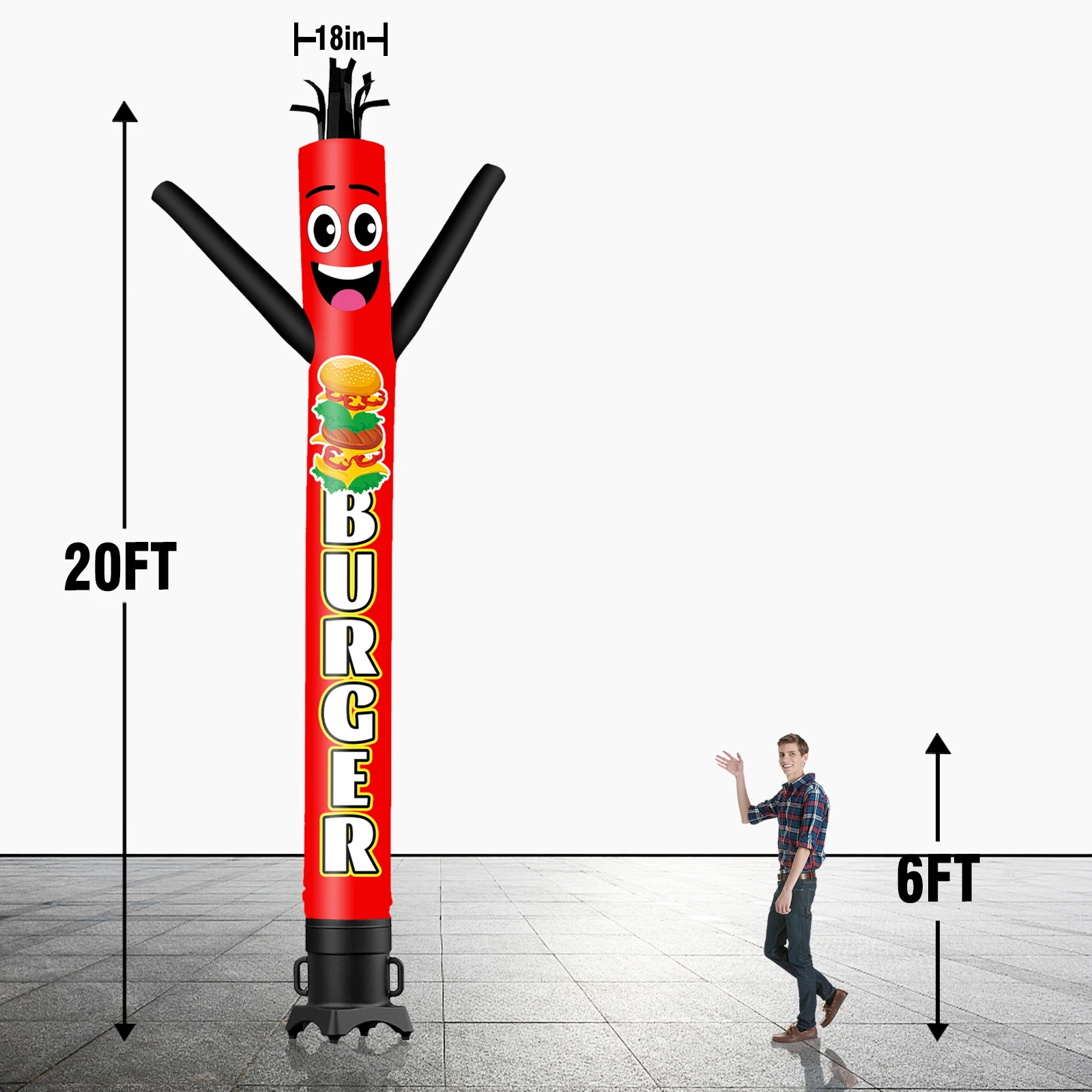 6/10/15/20FT Tall Inflatable Burger Dancing Guy for Outdoor Decoration Advertising(Blower Not Included)