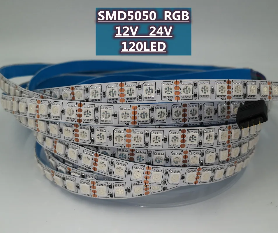 

5M LED Strip 5050RGB DC12V 24V 120LEDs/m Flexible LED Strip tape Lighting RGB 5050 LED high brightness