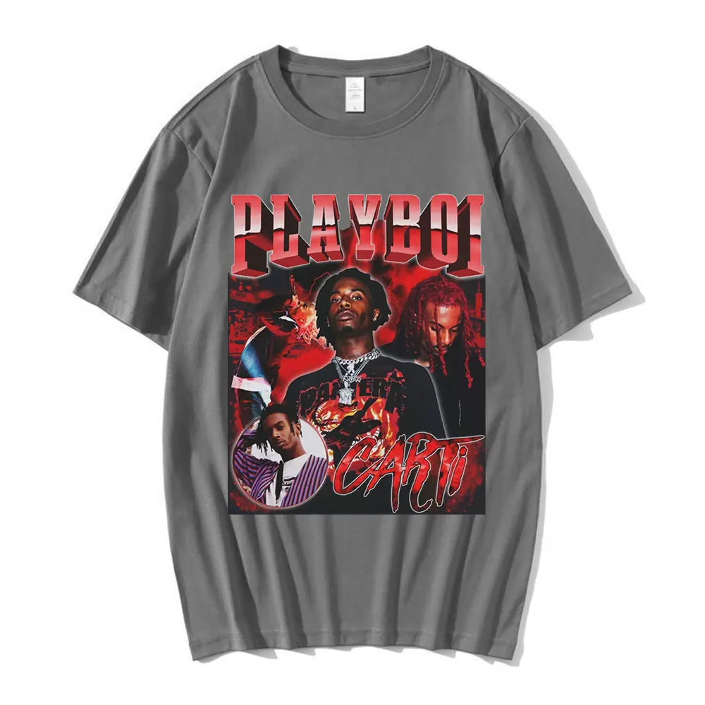 Hip Hop Rapper Playboi Carti T shirt Men Women Graphic Print T-shirts Oversized Streetwear Short Sleeve Male Cotton T-shirt