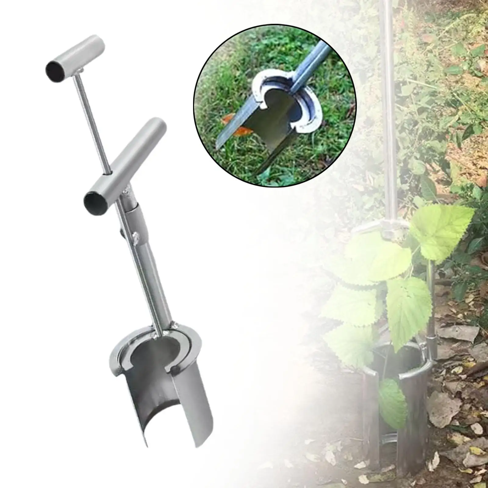 Seedling Transplanter Bulb Planter Long Handle Stainless Steel Garden Tool for Lawn and Crop Planting