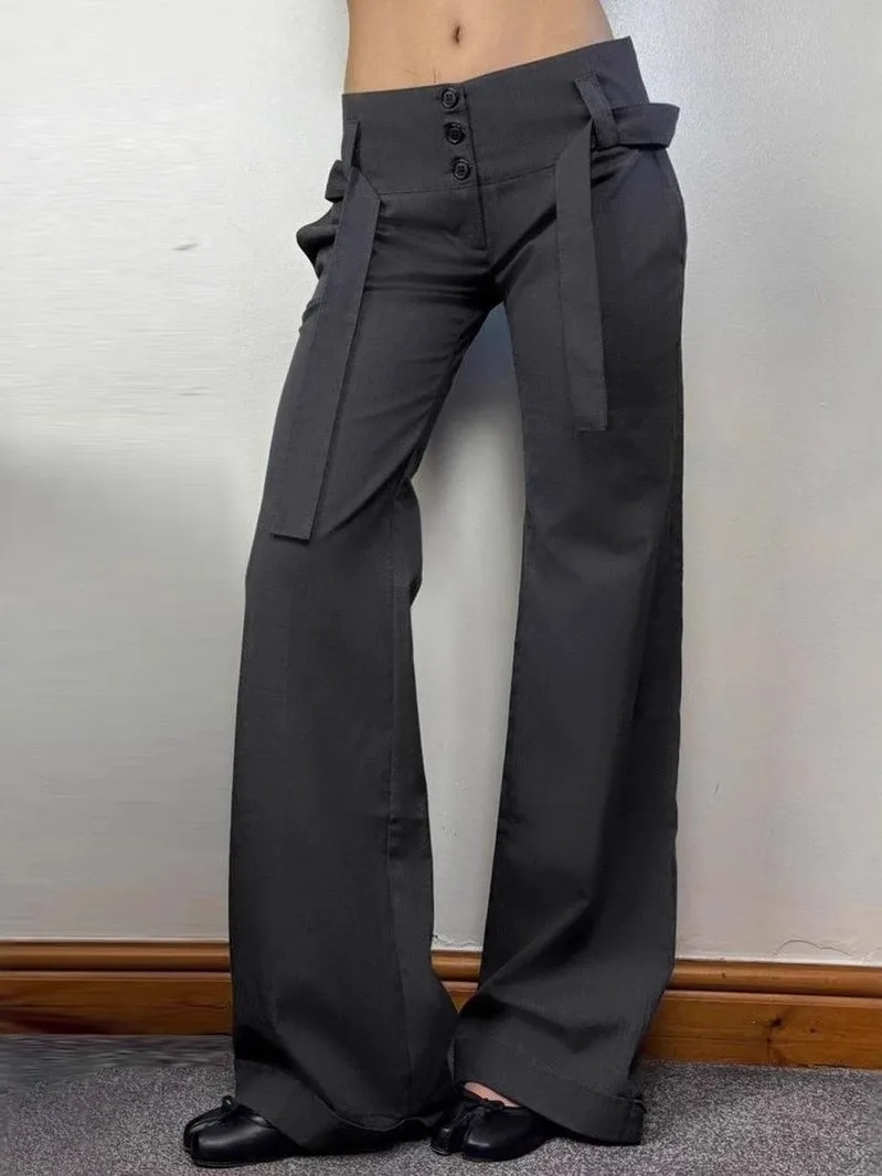 

Ele Slim Fit Long Straight Leg Pants Casual Low Waist PU Fabric Men's Faion Straight Leg Trousers