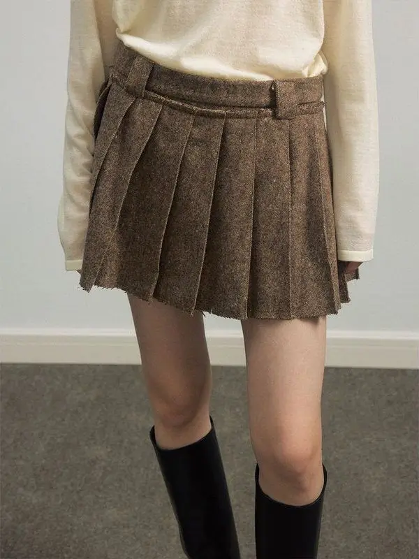 

Hello September Autumn New High Waist Wool Thi Flower Ni ort f Skirt H9420 Casual Sle Embroidered Mid-Year Women's S...